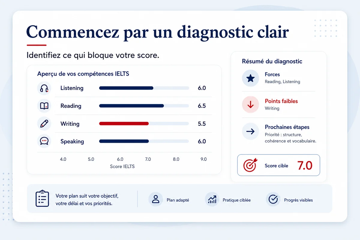 Diagnostic coaching card for EnglishCoach.ma