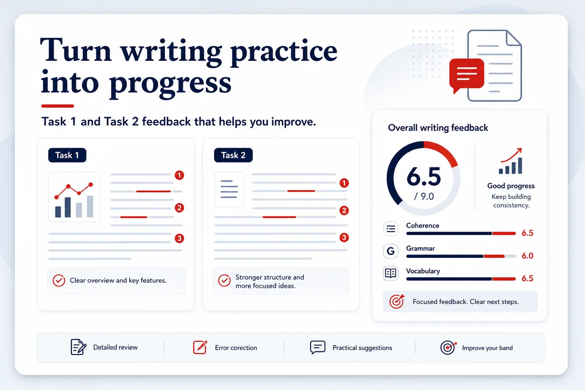 Writing Feedback coaching card for EnglishCoach.ma
